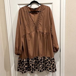 Brown and cheetah print woman’s dress | SHEIN curve | Size 3XL